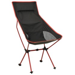 vidaXL Silla de camping plegable PVC y aluminio negro