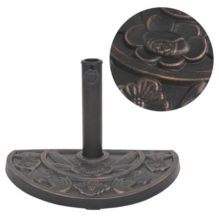 vidaXL Base de sombrilla de resina medio círculo bronce 9 kg
