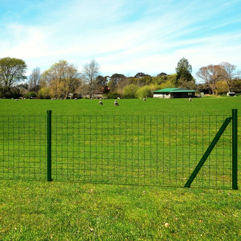 vidaXL Set de euro valla acero verde 10x0,8 m vidaXL Set de euro valla acero verde 10x0,8 m