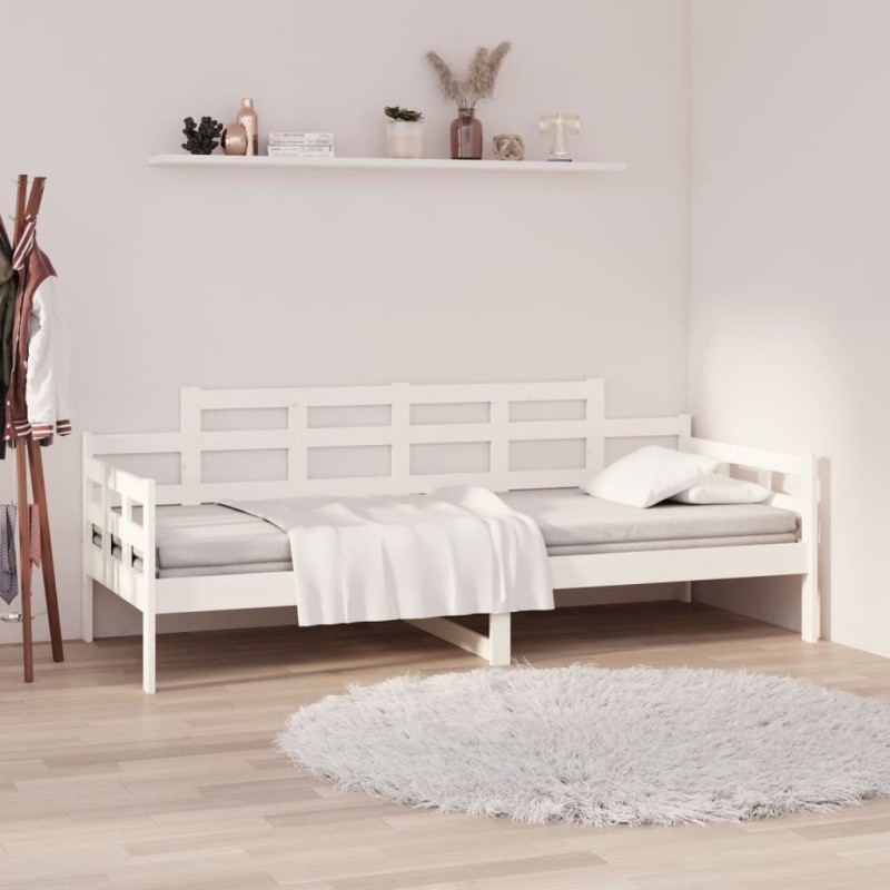 vidaXL Sofá cama madera maciza de pino blanco 90x190 cm vidaXL Sofá cama madera maciza de pino blanco 90x190 cm