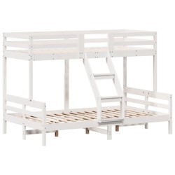vidaXL Litera de madera maciza de pino blanco 80x200/120x200 cm