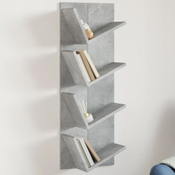 vidaXL Estantería de pared 4 niveles gris hormigón 33x16x90 cm
