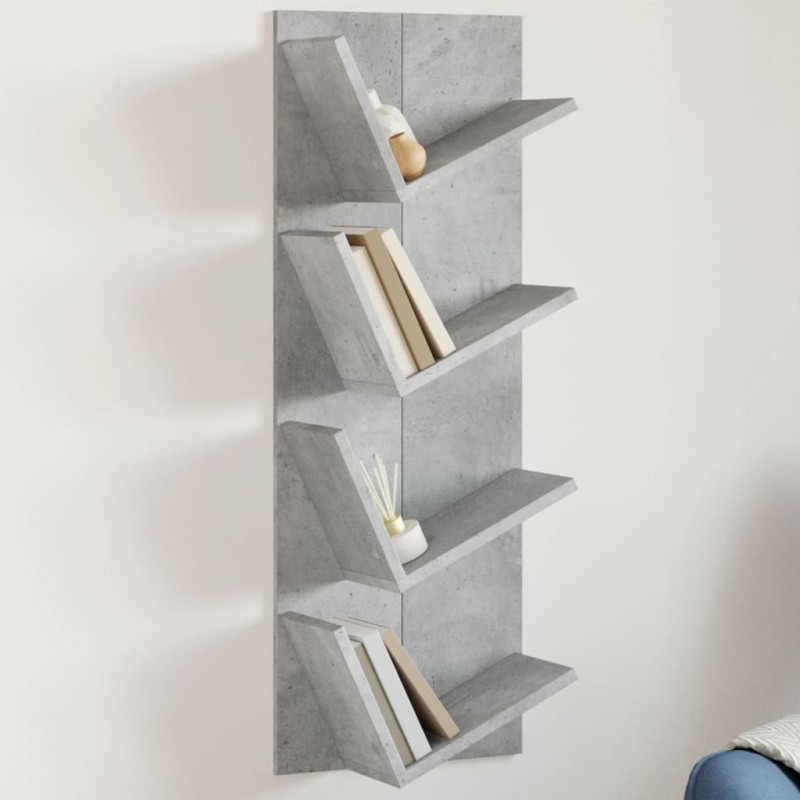 vidaXL Estantería de pared 4 niveles gris hormigón 33x16x90 cm vidaXL Estantería de pared 4 niveles gris hormigón 33x16x90 cm