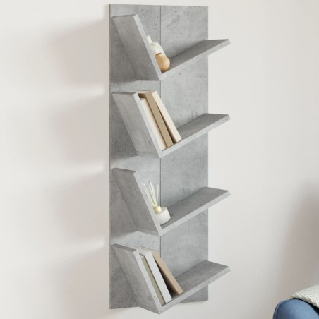 vidaXL Estantería de pared 4 niveles gris hormigón 33x16x90 cm