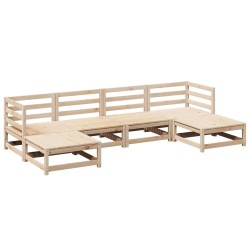 vidaXL Juego de sofás de jardín 6 piezas madera maciza de pino