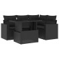 vidaXL Set de muebles de jardín 5 pzas y cojines ratán sintético negro vidaXL Set de muebles de jardín 5 pzas y cojines ratán sintético negro