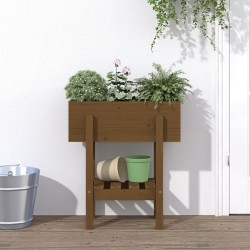 vidaXL Jardinera madera maciza de pino marrón miel 62x30x69 cm 