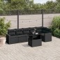 vidaXL Set de sofás de jardín 7 pzas con cojines ratán sintético negro vidaXL Set de sofás de jardín 7 pzas con cojines ratán sintético negro