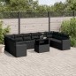 vidaXL Set de sofás de jardín 11 pzas y cojines ratán sintético negro