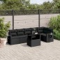 vidaXL Set de sofás de jardín 7 pzas con cojines ratán sintético negro