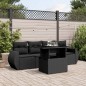 vidaXL Set de muebles de jardín 5 pzas y cojines ratán sintético negro vidaXL Set de muebles de jardín 5 pzas y cojines ratán sintético negro
