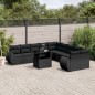 vidaXL Set de sofás de jardín 11 pzas y cojines ratán sintético negro vidaXL Set de sofás de jardín 11 pzas y cojines ratán sintético negro