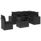 vidaXL Set de sofás de jardín 6 piezas y cojines ratán sintético negro