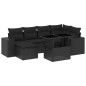 vidaXL Set de sofás de jardín 7 pzas con cojines ratán sintético negro vidaXL Set de sofás de jardín 7 pzas con cojines ratán sintético negro