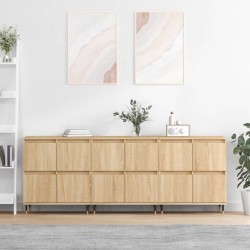 vidaXL Aparadores 3 uds madera contrachapada color roble sonoma