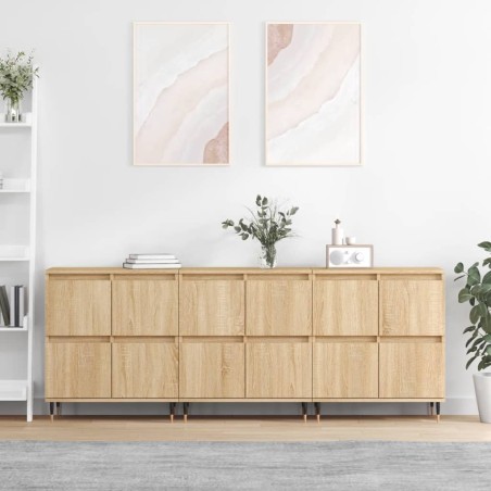 vidaXL Aparadores 3 uds madera contrachapada color roble sonoma