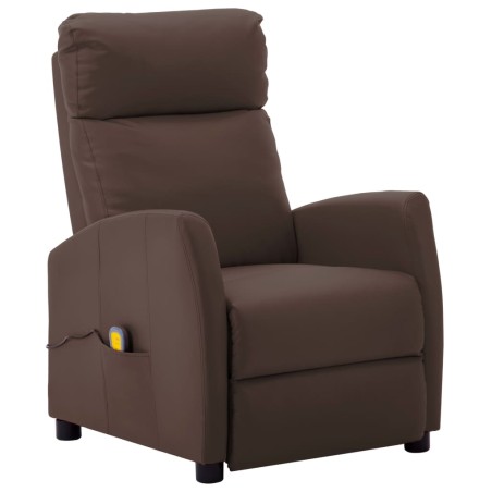vidaXL Sillón de masaje cuero sintético marrón