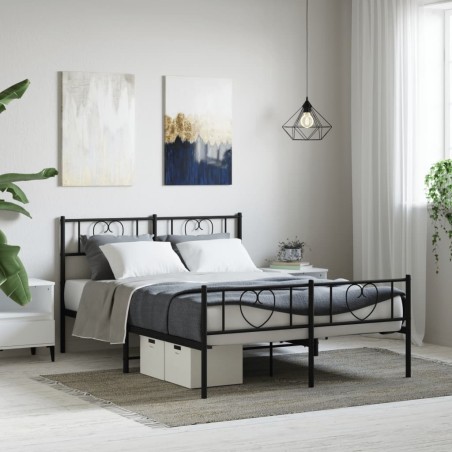 vidaXL Estructura de cama cabecero y pie de cama metal negro 120x200cm