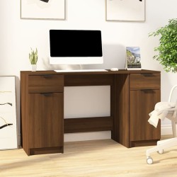 vidaXL Escritorio con armario lateral contrachapada marrón roble