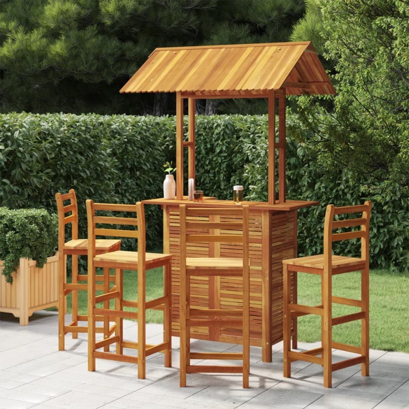 vidaXL Juego muebles de bar de jardín 5 piezas madera maciza de acacia vidaXL Juego muebles de bar de jardín 5 piezas madera maciza de acacia