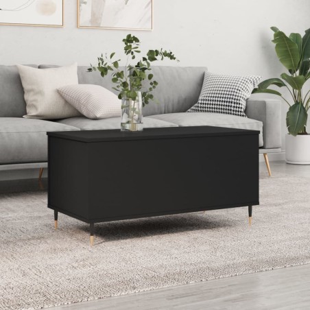 vidaXL Mesa de centro madera contrachapada negro 90x44,5x45 cm