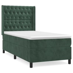 vidaXL Cama box spring con colchón terciopelo verde oscuro 80x200 cm
