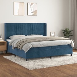 vidaXL Cama box spring con colchón terciopelo azul oscuro 200x200 cm