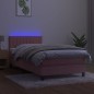 vidaXL Cama box spring colchón y LED terciopelo rosa 80x200 cm vidaXL Cama box spring colchón y LED terciopelo rosa 80x200 cm