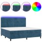 vidaXL Cama box spring colchón y LED terciopelo azul oscuro 200x200 cm vidaXL Cama box spring colchón y LED terciopelo azul oscuro 200x200 cm