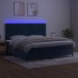 vidaXL Cama box spring colchón y LED terciopelo azul oscuro 200x200 cm vidaXL Cama box spring colchón y LED terciopelo azul oscuro 200x200 cm