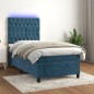 vidaXL Cama box spring colchón y LED terciopelo azul oscuro 80x200 cm vidaXL Cama box spring colchón y LED terciopelo azul oscuro 80x200 cm