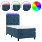 vidaXL Cama box spring colchón y LED terciopelo azul oscuro 80x200 cm vidaXL Cama box spring colchón y LED terciopelo azul oscuro 80x200 cm