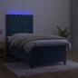 vidaXL Cama box spring colchón y LED terciopelo azul oscuro 80x200 cm vidaXL Cama box spring colchón y LED terciopelo azul oscuro 80x200 cm