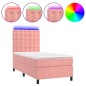 vidaXL Cama box spring colchón y LED terciopelo rosa 80x200 cm vidaXL Cama box spring colchón y LED terciopelo rosa 80x200 cm