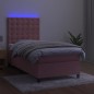 vidaXL Cama box spring colchón y LED terciopelo rosa 80x200 cm vidaXL Cama box spring colchón y LED terciopelo rosa 80x200 cm