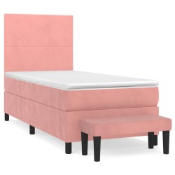 vidaXL Cama box spring con colchón terciopelo rosa 80x200 cm