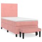 vidaXL Cama box spring con colchón terciopelo rosa 80x200 cm vidaXL Cama box spring con colchón terciopelo rosa 80x200 cm