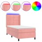 vidaXL Cama box spring colchón y LED terciopelo rosa 80x200 cm vidaXL Cama box spring colchón y LED terciopelo rosa 80x200 cm