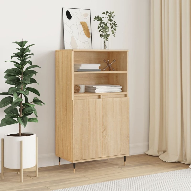 vidaXL Aparador alto madera contrachapada color roble 60x36x110 cm vidaXL Aparador alto madera contrachapada color roble 60x36x110 cm