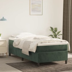 vidaXL Cama box spring con colchón terciopelo verde oscuro 80x200 cm