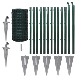 vidaXL Set de euro valla acero verde 25x0,8 m