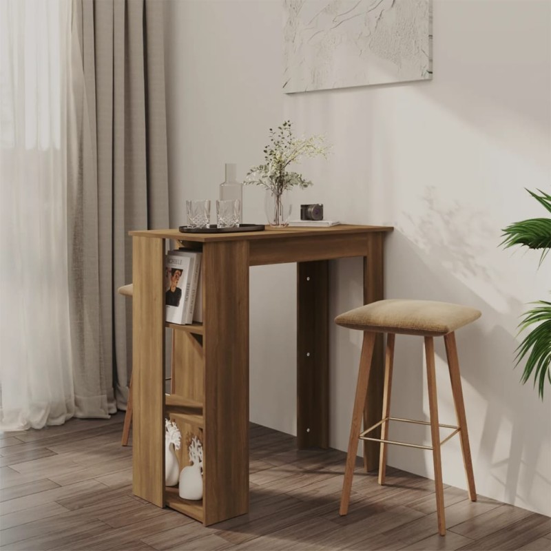 vidaXL Mesa alta con estante marrón roble 102x50x103,5 cm vidaXL Mesa alta con estante marrón roble 102x50x103,5 cm