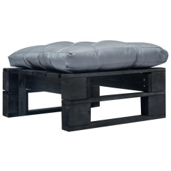 vidaXL Otomana de palets de jardín con cojín gris madera negra