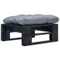 vidaXL Otomana de palets de jardín con cojín gris madera negra vidaXL Otomana de palets de jardín con cojín gris madera negra