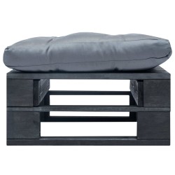 vidaXL Otomana de palets de jardín con cojín gris madera negra