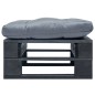 vidaXL Otomana de palets de jardín con cojín gris madera negra vidaXL Otomana de palets de jardín con cojín gris madera negra