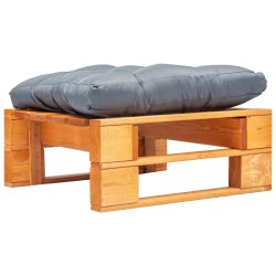 vidaXL Otomana de palets de jardín con cojín gris madera marrón miel