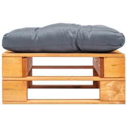vidaXL Otomana de palets de jardín con cojín gris madera marrón miel