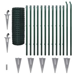 vidaXL Set de euro valla acero verde 25x1,2 m
