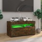 vidaXL Mueble de TV con luces LED roble ahumado 75x35x40 cm vidaXL Mueble de TV con luces LED roble ahumado 75x35x40 cm